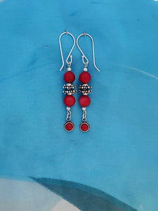 E114- Silver Earrings with Carnelian