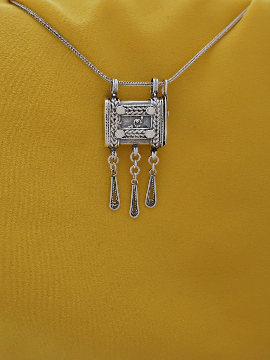 C6- Square Box Pendant with Opening Cap - Zehava Jewelry