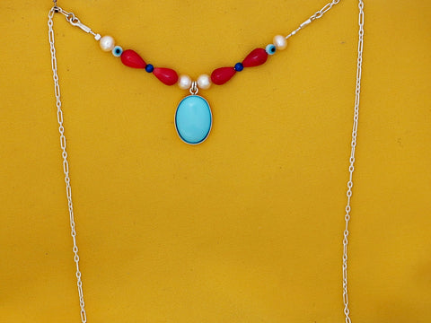 B320- Oval necklace with Turquoise Stone