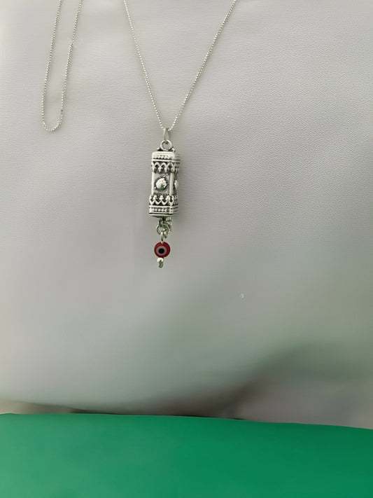 A13- Mezuzah Pendant with Evil Eye - Zehava Jewelry