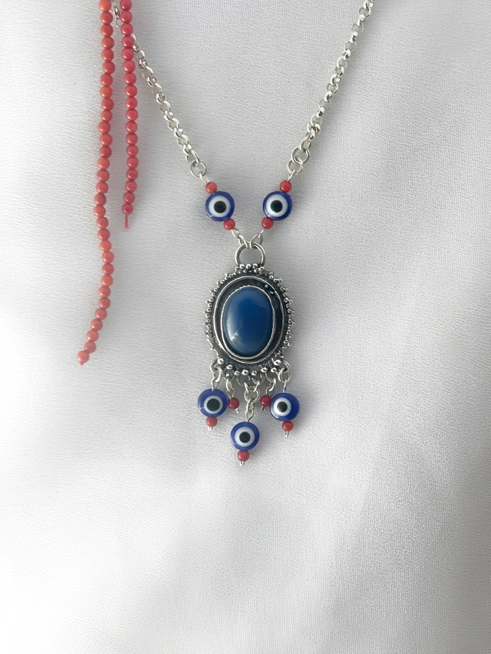 B412- Oval Necklace with Agate Stone