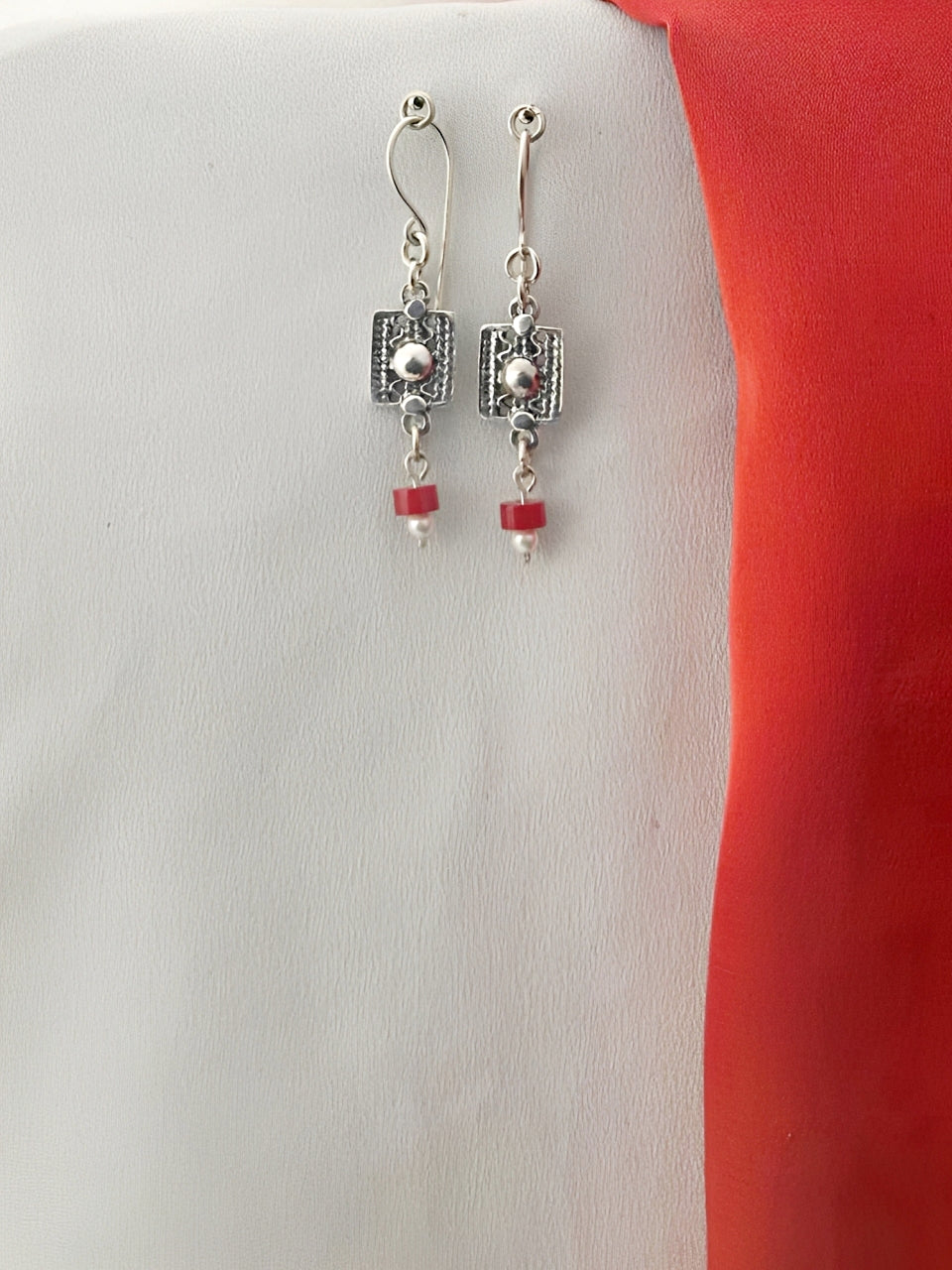 E154- Filigree Earrings pearls - Zehava Jewelry