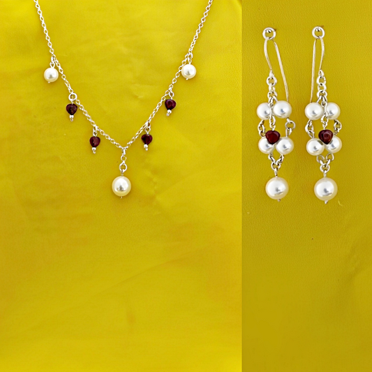 Garnet Hearts & Pearls
