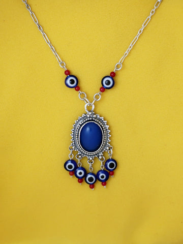 B198- Oval Shaped Pendant with Blue Agate