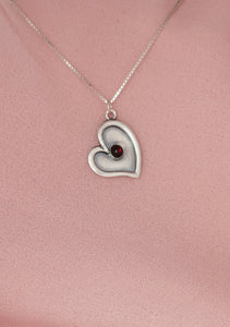 B181- Heart Pendant with Garnet Stone