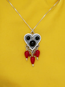 B210- Heart Pendat with Three Srones