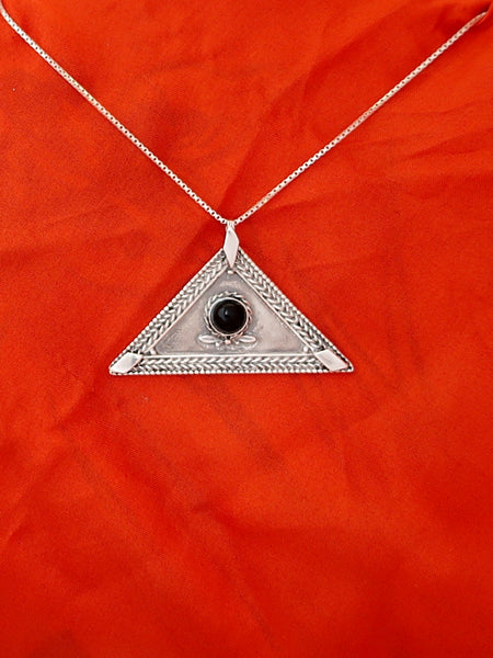 B48-  Triangle Pendant with Multiple Stones - Zehava Jewelry