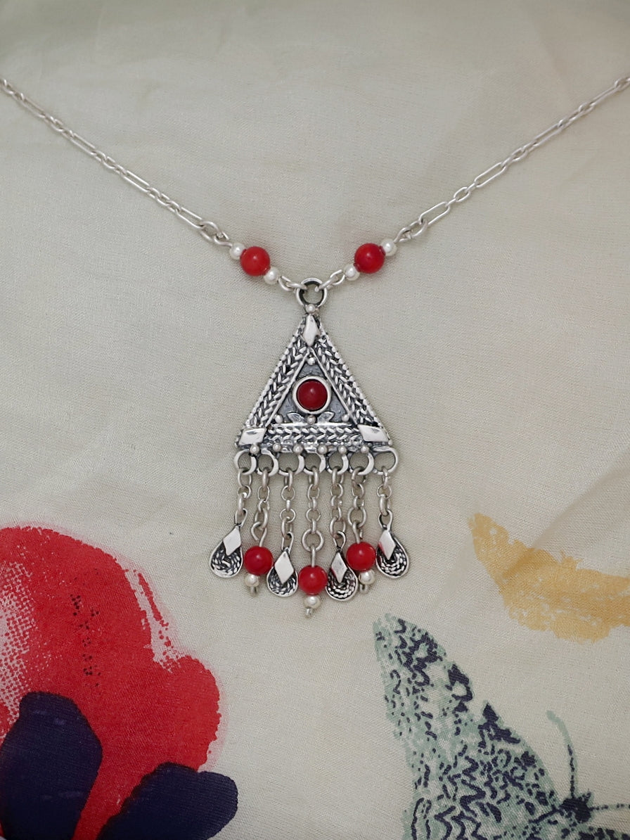 B222- Pyramid Necklace with Carnelian