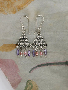 E106- Silver Flowers Earrings