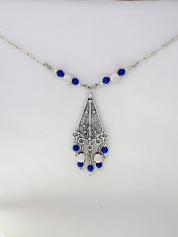 B232-  Filigree Lapis Necklace