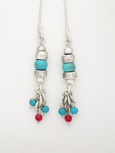 E15-  Silver Earrings with Beads - Zehava Jewelry