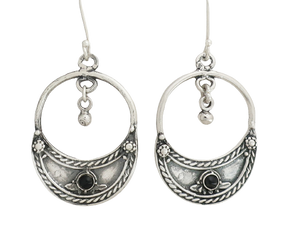 E8- Half- Moon Earrings with Onyx Stone - Zehava Jewelry