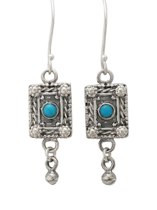 E5- Silver Earrings with Turquoise Stone - Zehava Jewelry