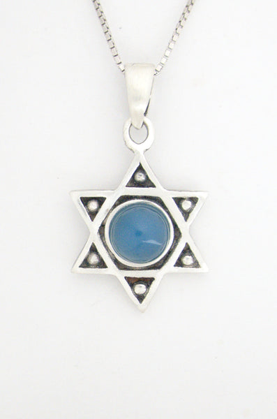 B6- David's Star Pendant with Multiple Stone - Zehava Jewelry