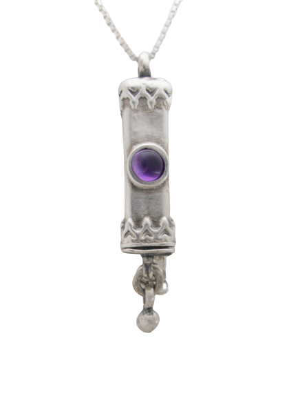 A3.1- Medium Mezuzah with Multiple Stones - Zehava Jewelry