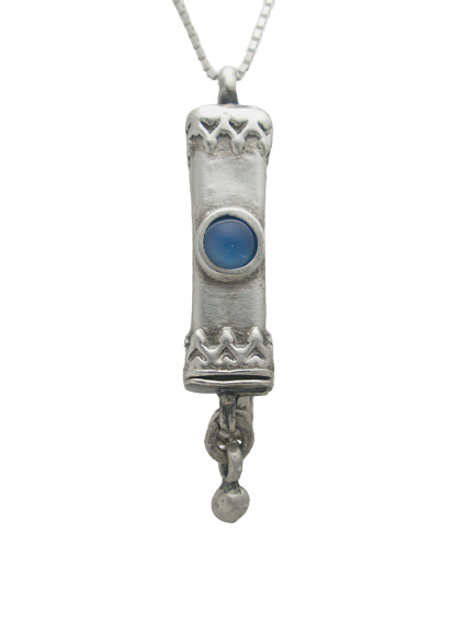 A3.1- Medium Mezuzah with Multiple Stones - Zehava Jewelry