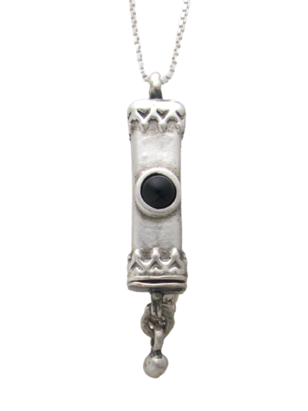 A3.1- Medium Mezuzah with Multiple Stones - Zehava Jewelry