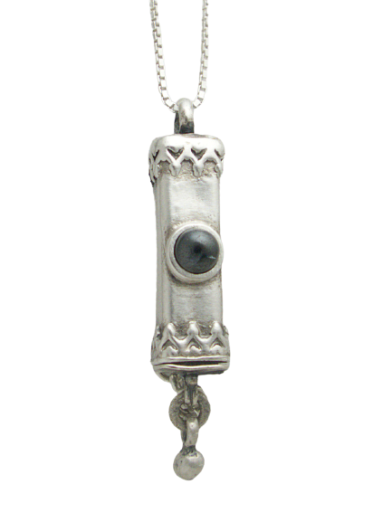 A3.1- Medium Mezuzah with Multiple Stones - Zehava Jewelry