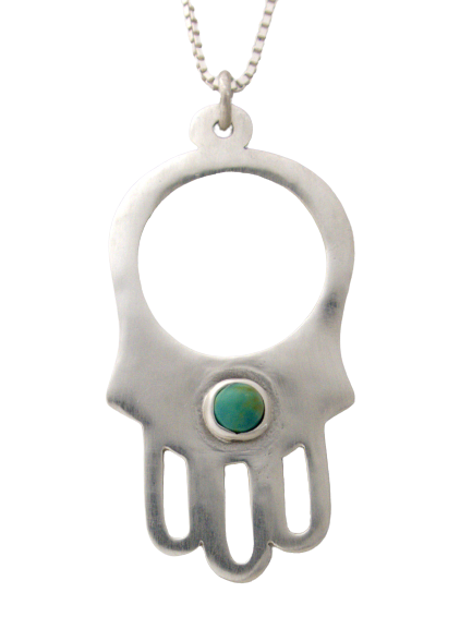 B7- Hamsa Pendant with Multiple Stones - Zehava Jewelry