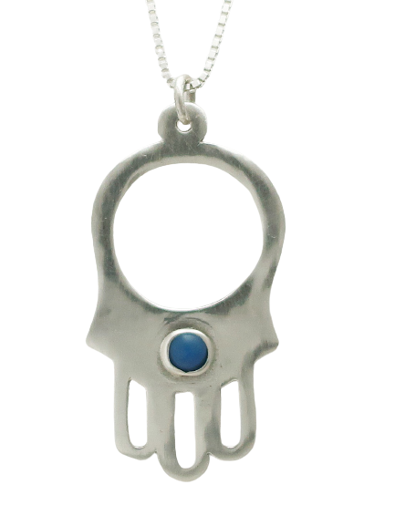 B7- Hamsa Pendant with Multiple Stones - Zehava Jewelry