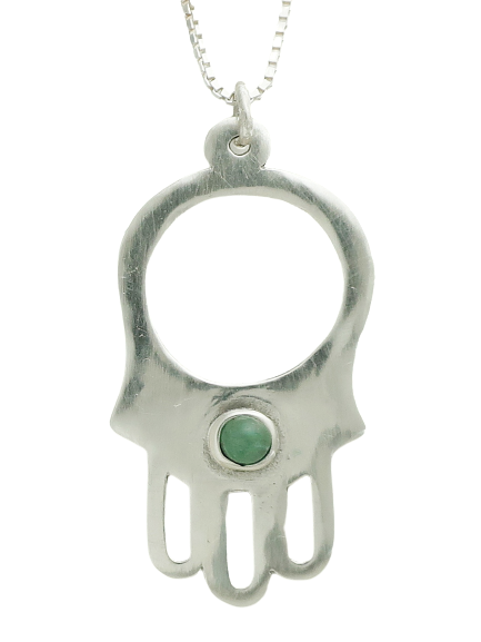 B7- Hamsa Pendant with Multiple Stones - Zehava Jewelry