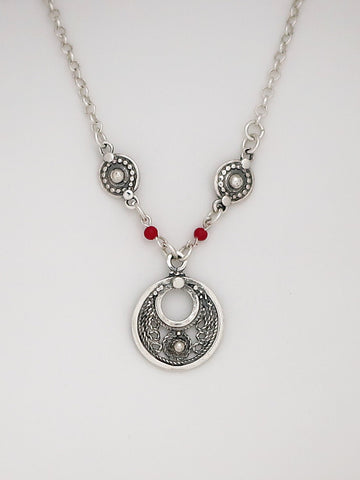 B50 -  Silver Filigree Necklace - Zehava Jewelry