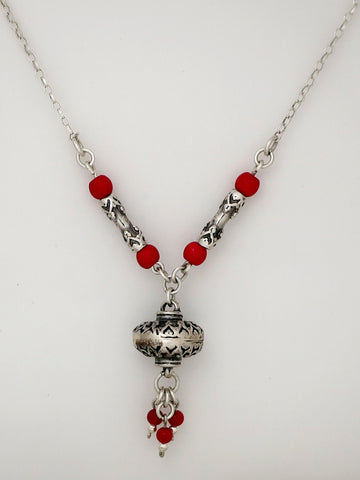 B53- Silver Ball Necklace - Zehava Jewelry