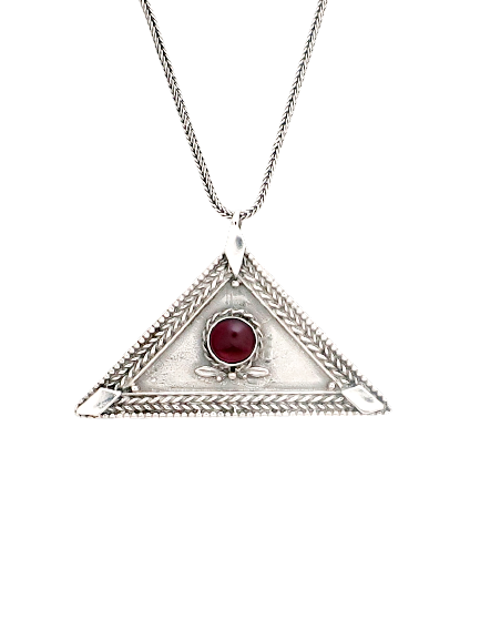 B48-  Triangle Pendant with Multiple Stones - Zehava Jewelry