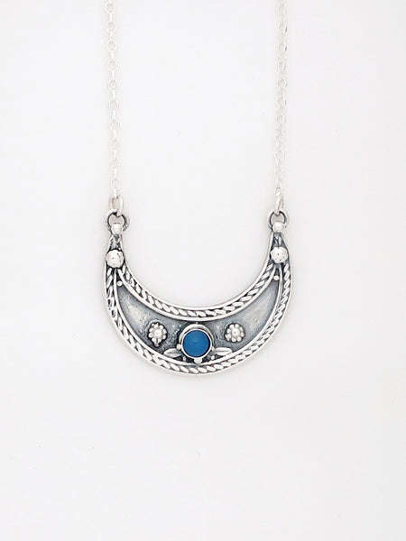 B62- Moon Pendant with Multiple Stones - Zehava Jewelry