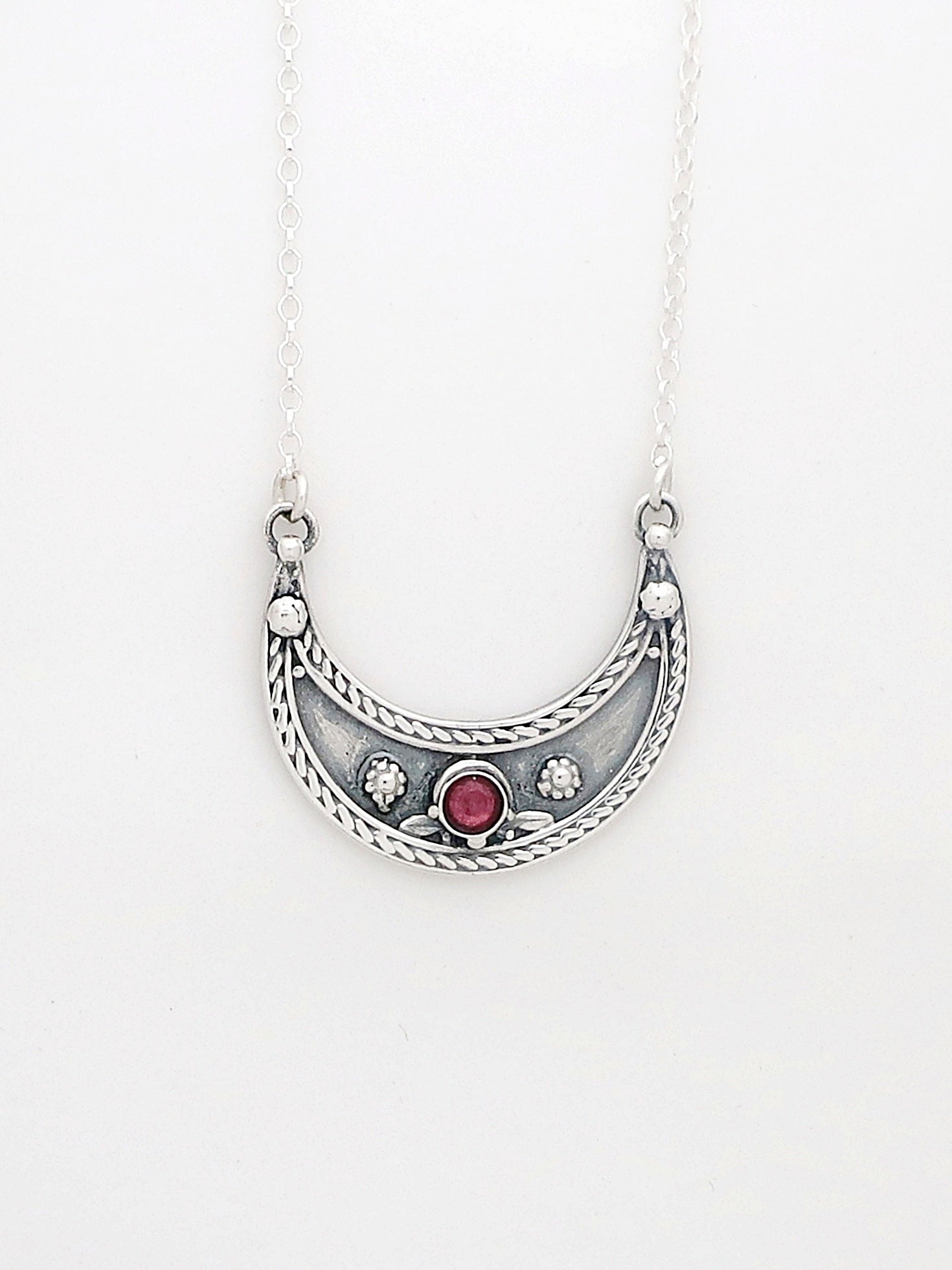 B62- Moon Pendant with Multiple Stones - Zehava Jewelry