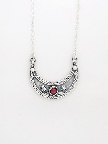 B62- Moon Pendant with Multiple Stones - Zehava Jewelry