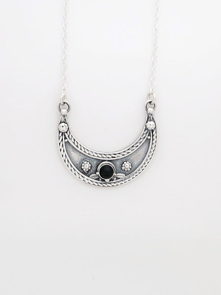 B62- Moon Pendant with Multiple Stones - Zehava Jewelry