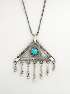 B66-  Triangle Pendant with Multiple Stones - Zehava Jewelry