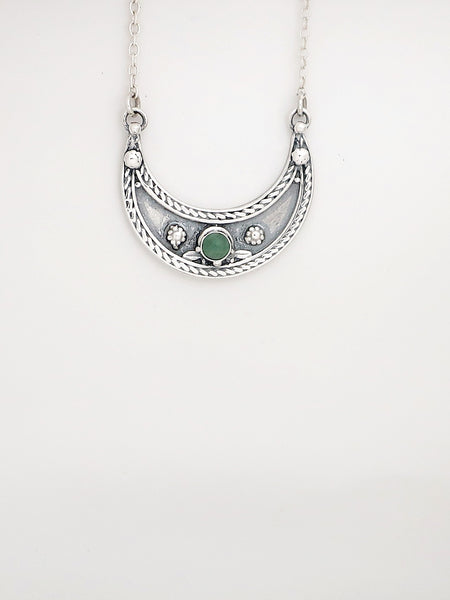 B62- Moon Pendant with Multiple Stones - Zehava Jewelry