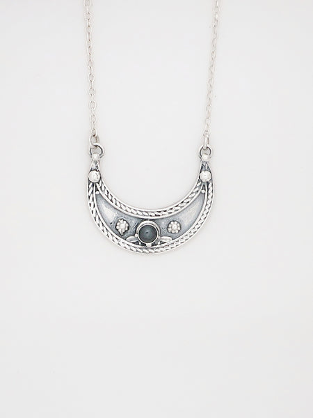 B62- Moon Pendant with Multiple Stones - Zehava Jewelry