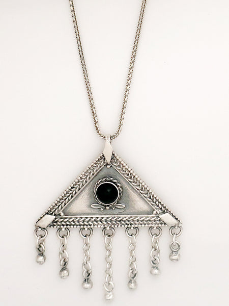 B66-  Triangle Pendant with Multiple Stones - Zehava Jewelry