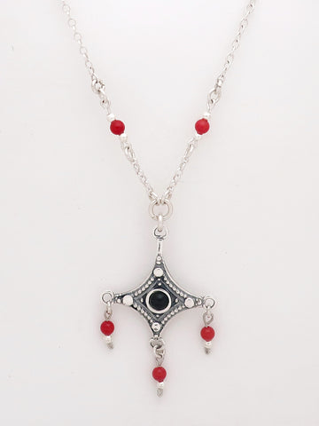 B80 - Silver Pendant with Multiple Stones - Zehava Jewelry