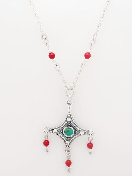 B80 - Silver Pendant with Multiple Stones - Zehava Jewelry