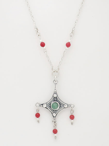 B80 - Silver Pendant with Multiple Stones - Zehava Jewelry