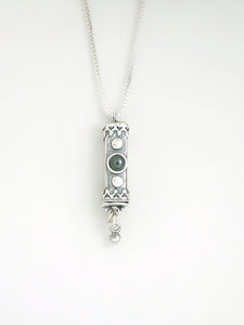 A10- Medium Mezuzah with Hematite Stone - Zehava Jewelry