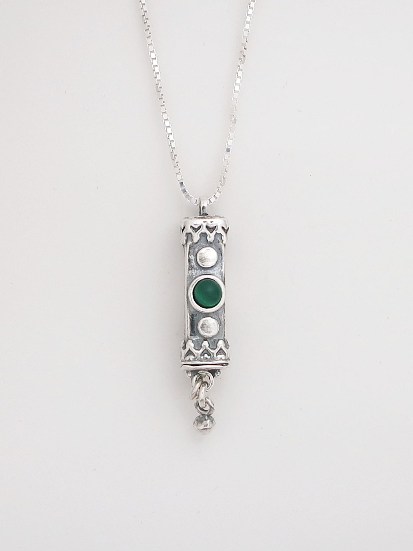 A10- Medium Mezuzah with Malachite Stone - Zehava Jewelry