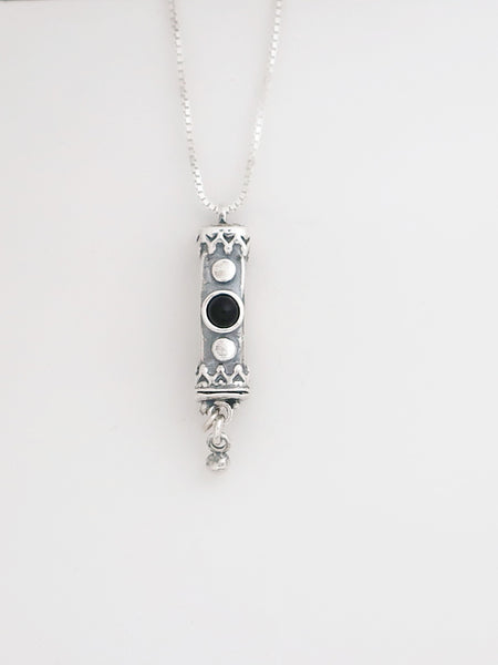 A10- Medium Mezuzah with Onyx Stone - Zehava Jewelry