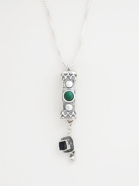 A10- Medium Mezuzah with Malachite Stone - Zehava Jewelry