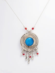 B92-Silver Necklace with Lapis Stone - Zehava Jewelry