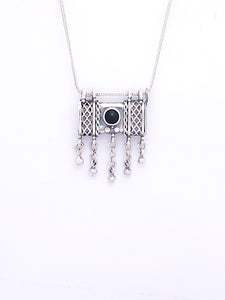 C18- Square Box Pendant with Opening Cap and Onyx Stone - Zehava Jewelry