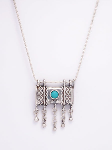 C18.2- Square Box Pendant with Opening Cap and Turquoise Stone