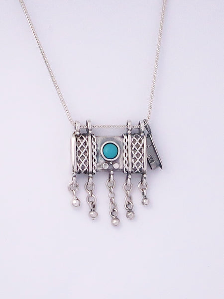 C18.2- Square Box Pendant with Opening Cap and Turquoise Stone