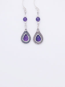 E63- Drop Earrings with Amethyst Stone