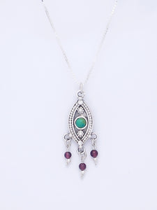 B95.2-Silver Eye Necklace with turquoise Stone