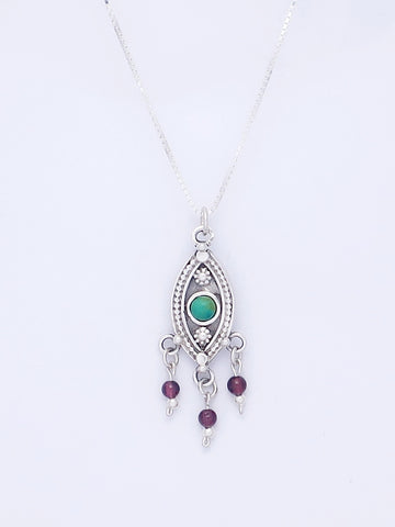 B95.2-Silver Eye Necklace with turquoise Stone